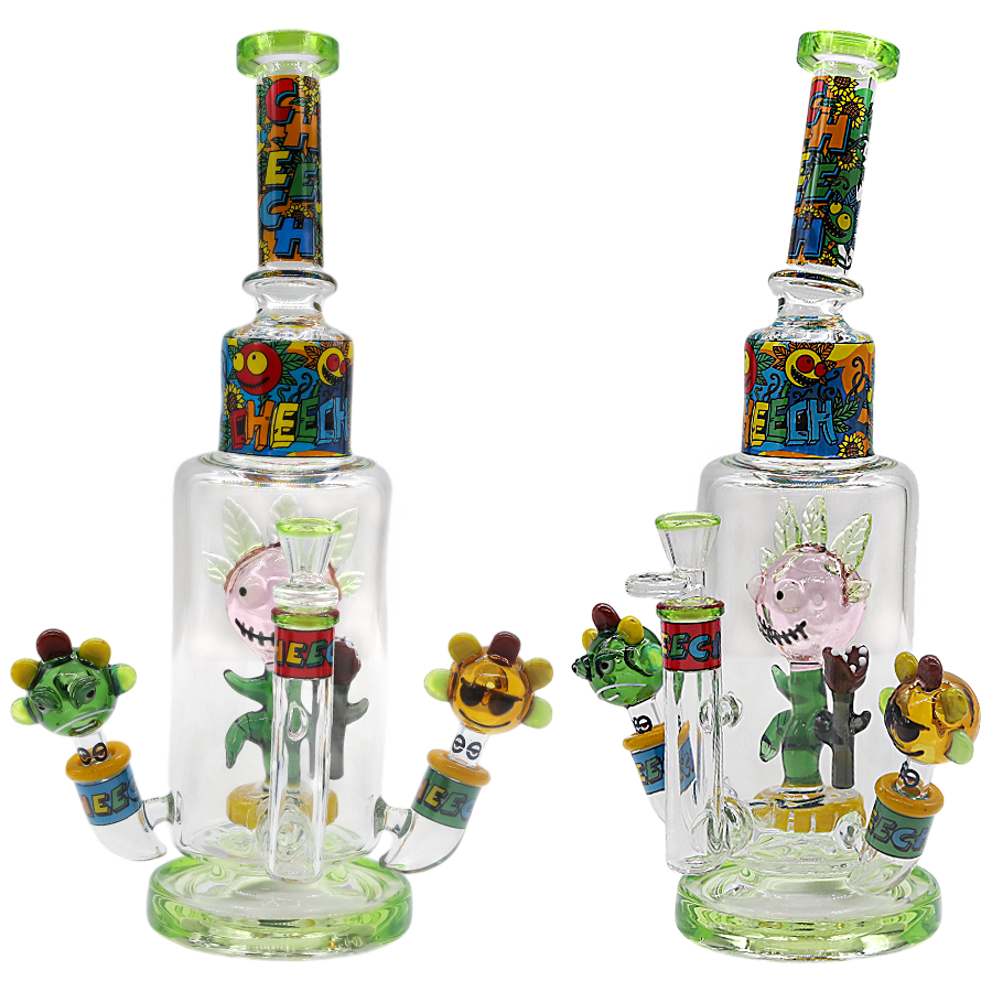 Cheech Blooming Sunflowers Theme With Flower Perc Staright Waterpipe (CHE-405) | 14 inches | Assorted Colors product image